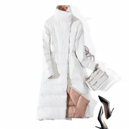 2024 donne cappotto invernale colletto alla coreana piume d'anatra bianca interno donne luce Lg cappotto del rivestimento delle donne cappotto Casaco Feminino Parka V1JV #