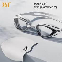 361°Myopia Professional Anti-fog UV Protection Diving Goggles With Caps Waterproof Adjustable Silicone Surfing Swim Glasses 240322