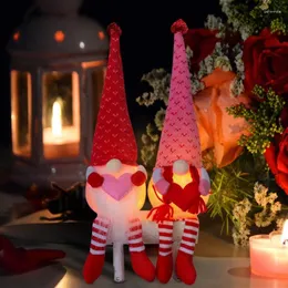 Party Decoration Valentine's Day Tomte Gnome Decorations Handmade Plush Doll Swedish With LED Light Ornament Table Home Decor