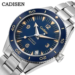 Cadisen Men's Precision Steel helautomatiska mekaniska NH35 -rörelseföretag Glow Watch 8208