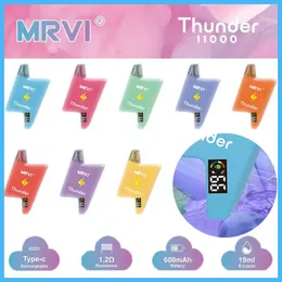 MRVI Thunder 11000 Puffs 600mah Shisha Vapes Disposables Rechargeable Battery 19ml Mesh Coil Disposable Vape With Screen Display Free Shipping EU warehouse