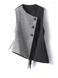 Women's Vests 2024 Niche Design Vest For Women With Irregular Personality Sleeveless Jacket Colete Feminino