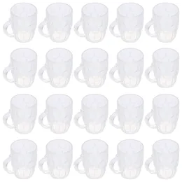 Copas descartáveis palhas 20 PCs caneca de cerveja Kids jogam comida de comida mini adereços de vidro de bebida de plástico de vidro café