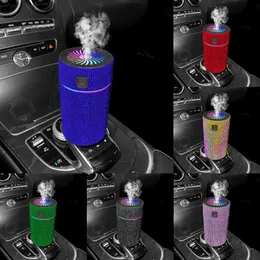 2024 Luxury Diamond Car Diffuser Humidifier With Led Light Auto Air Purifier Aromatherapy Diffuser Air Freshener Car Accessories