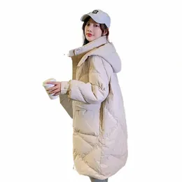 2022 Nya kvinnor Winter Jacket Korean FI Midlängd ner Cott Parka Women Overcoat Warm Thick Cott Padded Jacket Kvinna V3PF#