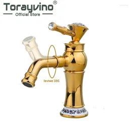 Bathroom Sink Faucets Torayvino Arrival Basin Faucet Gold Finished Brass Mixer Tap Torneiras Para Banheiro Deck Mounted