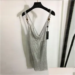 Temel Sıradan Elbiseler Parlak Rhinestone Kişilik Sling Kadınlar için Lüks Y Hollow Party Gece Kulübü Etekler Metal Shoder Toka Elbise Damla Deliv Ottqn
