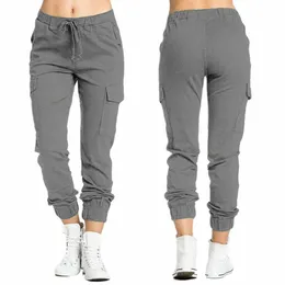 Kobiety nowe spodnie haremowe stały kolor swobodny elastyczne talii Safari Safari Style Style Pants Fi Streetwear Sports Spodni Pieszenie Praca Pant D6ys#
