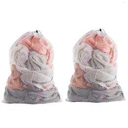 Tvättpåsar 2st extra stor nätväska för tvättmaskin hem Underkläder Socks College Dorm Apartment Wear Resistant With Dackstring