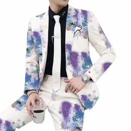 Новый мужской повседневный костюм Busin, комплект из 2 предметов Fi, мужской бар, КТВ, танцевальная вечеринка, облегающие пиджаки, куртка и брюки 523o #