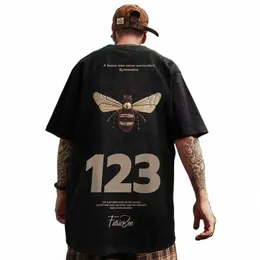 M-8XL Männer T-shirts Fi Carto Bienen Drucken Kurzarm T-shirt Für Männer und Frauen Unisex Oversize Lose Rundhals T-shirt t5QH #