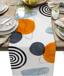 テーブルクロスモダンな幾何学的葉抽象芸術リネンランナーボーホースタイルドレッサースカーフ装飾キッチンダイニングウェディングパーティー