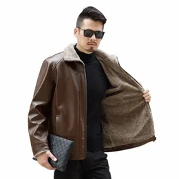 2019 New Autumn Winter Men Leather Jacket Stand Collar Plus Veet Thick Ware Leather Jacket Men Social Mens Jackets KK3114 F2XU＃