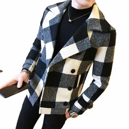 trend 2022 New double-breasted windbreaker fi tartan coat large size 5XL slim short coat men's banquet party dr b3Ov#