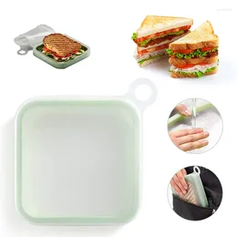 Tragbare Sandwich-Toast-Bento-Box, wiederverwendbare Silikonhülle, mikrowellengeeignet, umweltfreundlich, für Kinder, Schule, Frühstück, Mittagessen