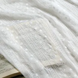 Tyg 1yard Chiffon Tyg Silk Threedimensional Brodery Mesh Fabric White Soft Lace Tyg Apparel Tyg Handgjorda DIY