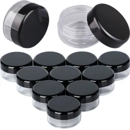 Lastoportsen 50st Black Plastic Cosmetic Jar Transparent prov Lotion Face Cream Refillable Bottle Nail Art Storage Pot Lip Balm Makeup Box