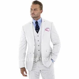 Neue Fi Weiß Männer Anzüge Slim Fit 3 Stück Revers Klassische Formale Elegante Groomsmen Hochzeit Dr Anzug Kostüm homme V5Bg #