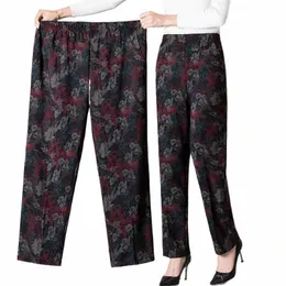 8xl 9xl calças femininas de meia idade nova impressão elasti cintura alta calças casuais primavera e outono calças retas oversize vovó pa l3ck #