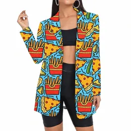 Damenanzug Pizza Print Blazer Übergroße Camoue Kleidung Benutzerdefinierte Jacke Dame Plaid Floral Frau Vintage Kleidung Großhandel R4xL #