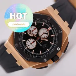 AP-Armbanduhr, Chronograph, Royal Oak Offshore 26401RO, Herren-Chronograph aus Roségold, Sport, schwarze Keramik, Automatikwerk, Schweizer Weiß, Augendurchmesser 41 mm