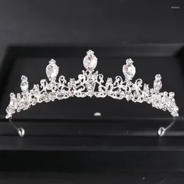 Hårklipp silverfärg Crystal Crown och Vintage Luxury Rhinestone Tiara Tiaras Bridal smycken Bröllopstillbehör DIADEM -gåva
