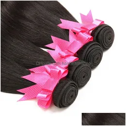 Hair Wefts Grade 8A Brazilian Straight Virgin 4 Bundles 100 Unprocessed Human Weaves Extension Silky Natural Drop Delivery Products Ex Dh1Fu