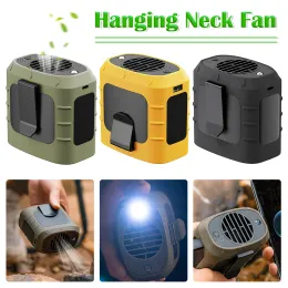 Hulpmiddelen USB-Ventilator zum Aufhängen am Hals, integrierte Taschenlampe, klingenlos, Dual-Clip, 8000 mAh, Powerbank, TypeC, Aufladung mit Umhängeband für Camping, Angeln