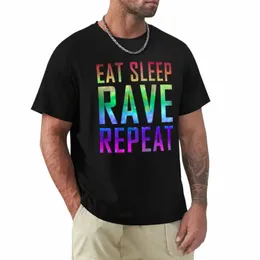 jedz sleep rave powtórz Rainbow Festival T-shirt tee anime męskie koszule a8yz#
