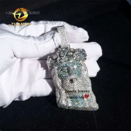 3D Design Rapper Jewelry Buss ner Sterling Sier Hip Hop Iced Out VVS White Mix Blue Moissanite Jesus Pendant