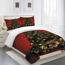 Bedding Sets Modern Red Merry Chirstmas Tree Duvet Cover Comforter Bed Linen Single 3d Kids Girl Boys Gift Set