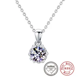100% REAL 925 Sterling Silver Six Pointed Star Snowflake Necklace For Women Sparkling Moissanite Diamond Pendant Halsbandsmycken