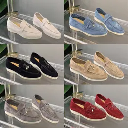 LP Pianas Summer Walk Charms Loafers 남성 여성 캐주얼 신발 운동화 스웨이드 모카신 스웨이드 모카신 박스