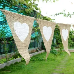 Pull Linen Party Flag Heart Love Supplies Outdoor Wedding Decoration Buntings Birthday Background Decorations Banner s