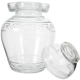 Förvaringsflaskor glas pickle burk transparent med lock behållare stor kapacitets kruka tät terrarium