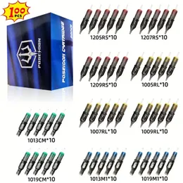 POSEIDON 100PCS gemischte professionelle RL RS RM M1 Tattoo-Kartuschennadeln mit Membran-Sicherheitskartuschen Einwegnadel 240322