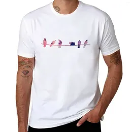 Erkek tankları bir tel üzerinde kuşlar tişört yaz özelleştirilmiş tişörtler erkek düz