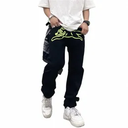 skelet Dog Embroidery Baggy Jeans Men Retro High Street Oversize Casual Denim Trousers Harajuku Wed Hip Hop Jean Pants e8UC#