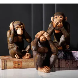 Miniatury Figurki Retro Małpa Ozdoby Zen Statuetka Animal Dekoracja Dekoracja Symulacji Orangutan Statua Nowoczesne wystrój domu