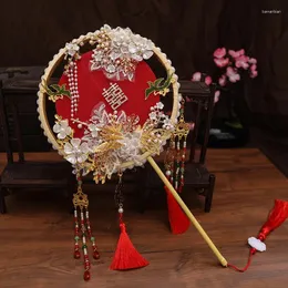 Dekorativa figurer Ancient Style Fan Bridal Show Dress Accessories Chinese Wedding Hand Bouquet Po Shooting Props Party Decoration