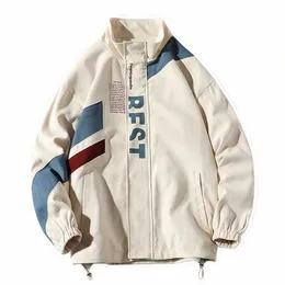 Wiosenna jesień kurtki college Men harajuku list drukowane patchwork wiatrówki płaszcze Hip Hop Streetwear Loose Varsity Jacket 147V#