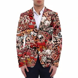 Erkekler 3D Graffiti baskı hip-hop ceket takım elbise erkekler rahat yaz tatili blazers fi büyük boy adam ince özel tasarım ceket 5xl n472#