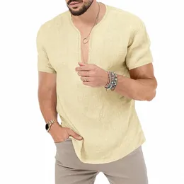 Summer Men Shirt V-Neck Tree koszulka szczupła pullover górna ubranie męskie 2023 43LQ#