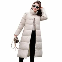 2021 Winter New Down Jacket Women X-lg Stand-Up Collar Solid Color Loose Casual Fi Warm Without Cap Coat D9jS#
