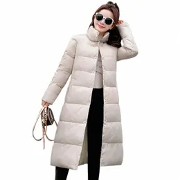 2021 Winter Neue Daunenjacke Frauen X-LG Stehkragen Einfarbig Lose Lässige Fi Warm Ohne Kappe Mantel D9jS #