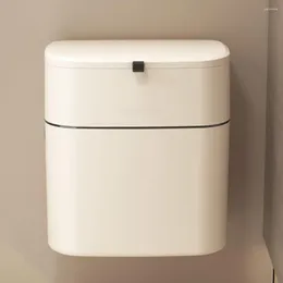 ランドリーバッグバスルーム廃棄物ビン12Lネイルフリーインスタレーションデュアルプラースウォールマウントキッチントイレリッドシールされたゴミ箱