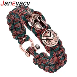 Janeyacy Brave Outdoor Survival Bracelet Mens Spartan Helmet Umbrella RopeブレスレットPulseira Masculina Skull Nylon Bracelet 240325