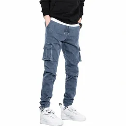 Chaifenko homens 2021 nova carga jeans pant homens fi casual harem joggers calças homens hip hop multi bolso denim jeans M-8XL j1em #