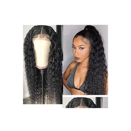 Spets peruker PRE PLUCKED 360 Frontal Cap Human Hair For Black Women Water Wave Front 130% Curly Virgin Brazilian Wig Drop Delivery Produ DHZQQ