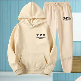 Herren Trainingsanzüge APC Classic Print Hoodies für Männer und Frauen Lose Lässige Sweatshirt Sportswear Paar Set Drop Delivery Apparel Clothi Otbg3